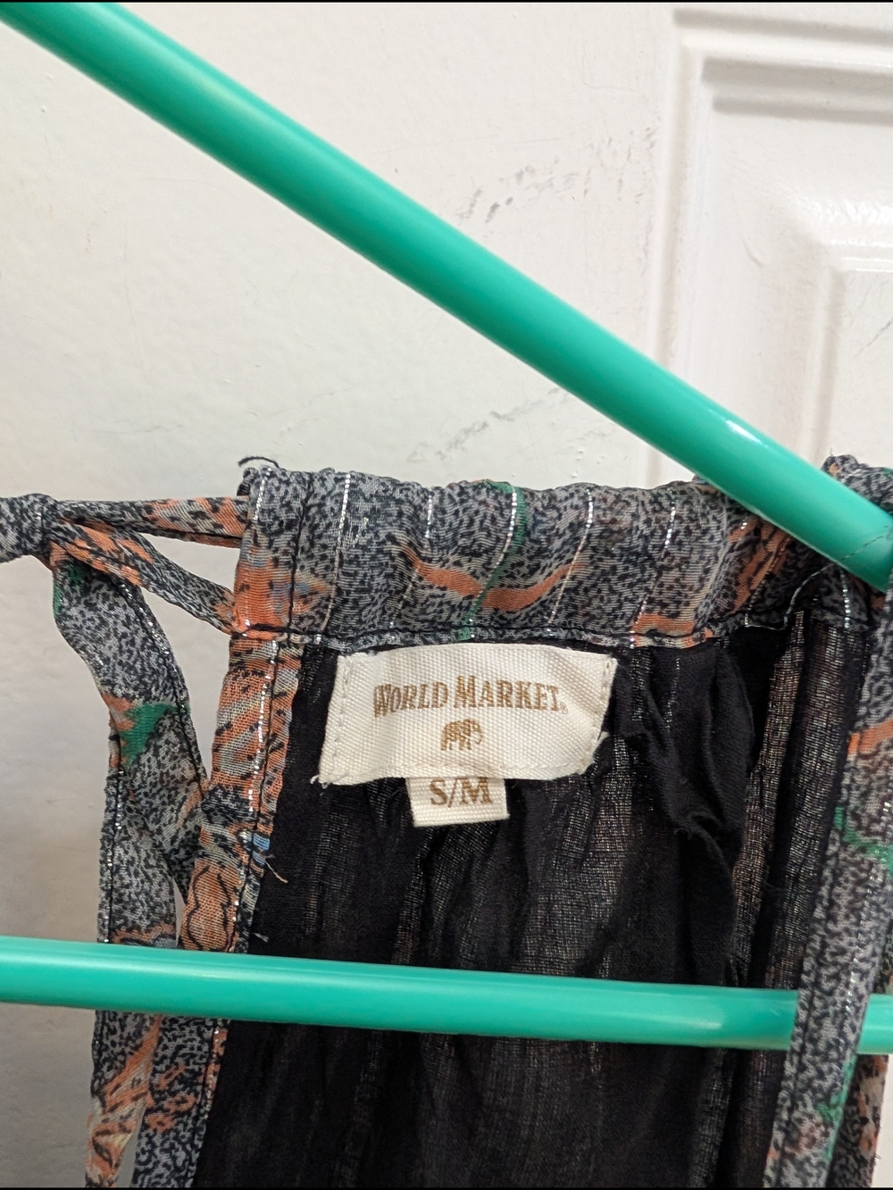 World Market Floral Maxi Dress With Silver Metallic Accents - Picture 3 of 5